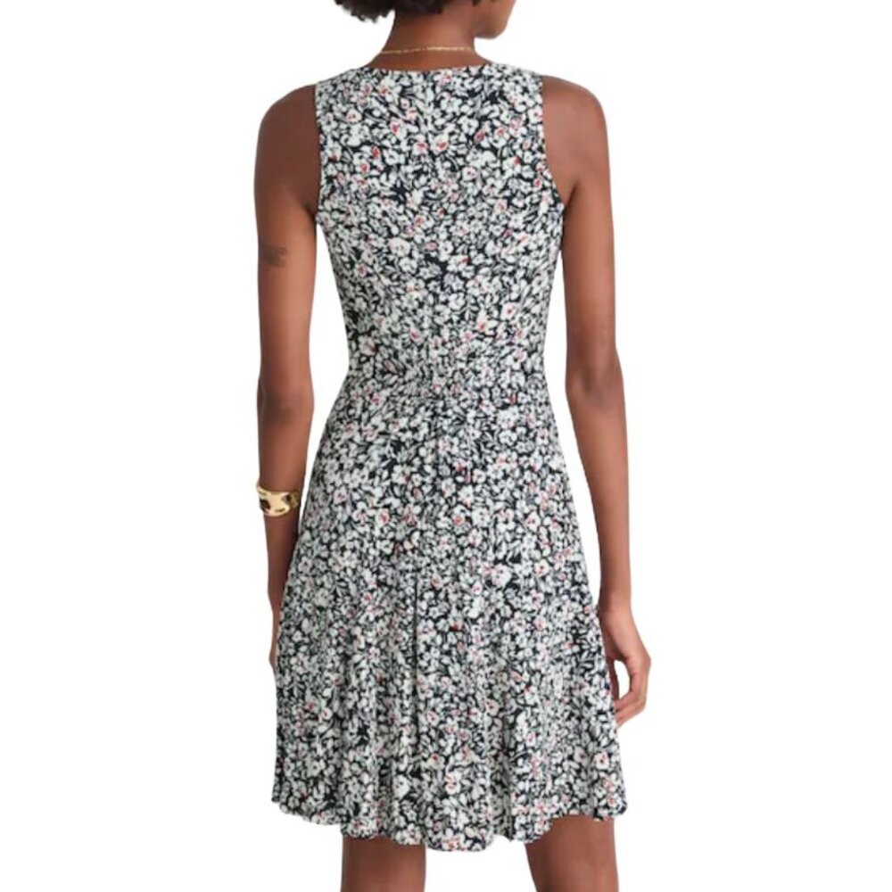 NWT Madewell Button-Front Boatneck Mini Dress Sz 14 Floral Navy Sleeveless Prepp - Picture 10 of 11